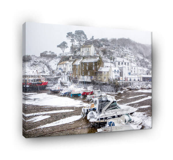 Polperro Harbour Snow Scene 505 - Image 3