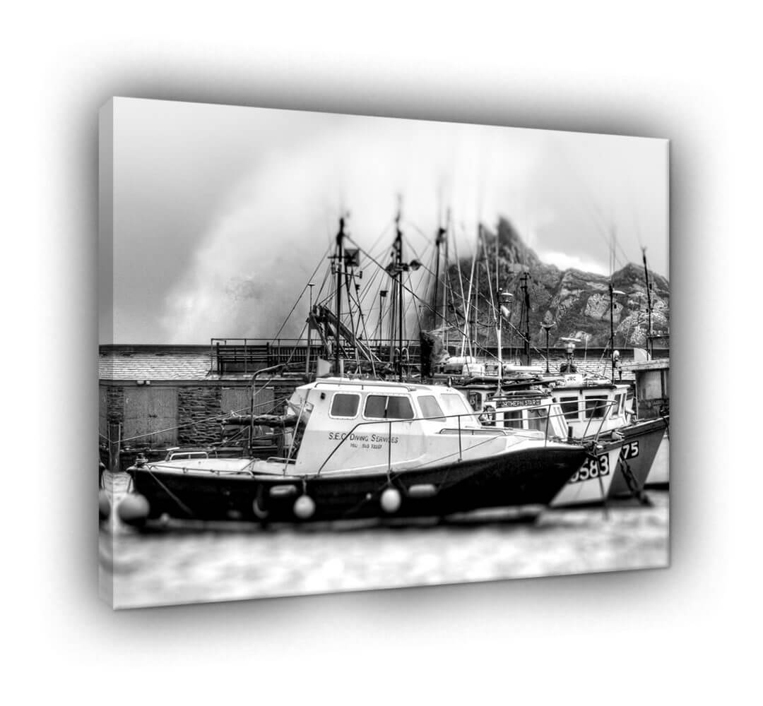 Black and White Monster Waves Polperro 639 - Image 3