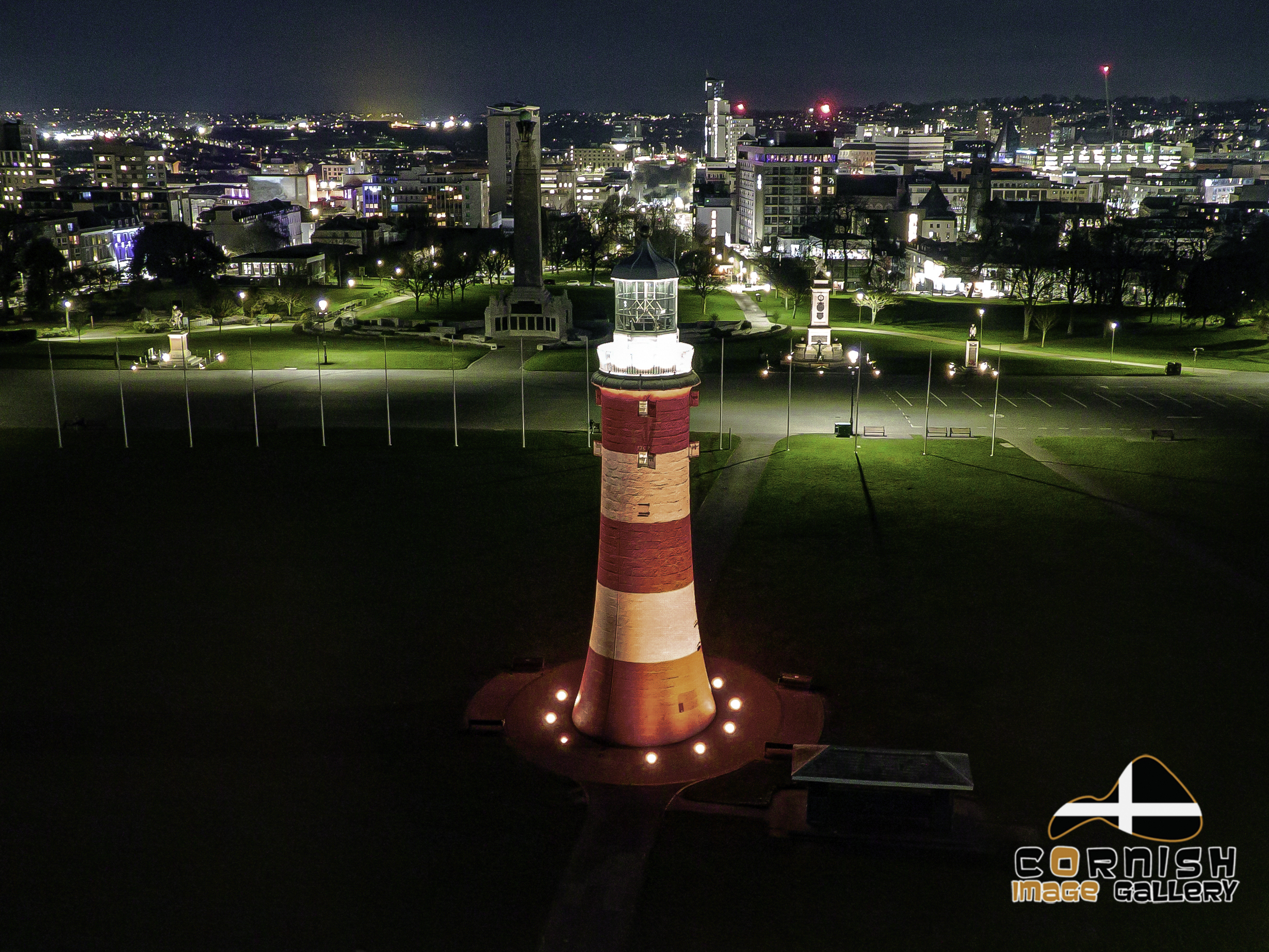 Smeatons Tower Lighthouse Plymouth by Mark Squire Aerial Photography.