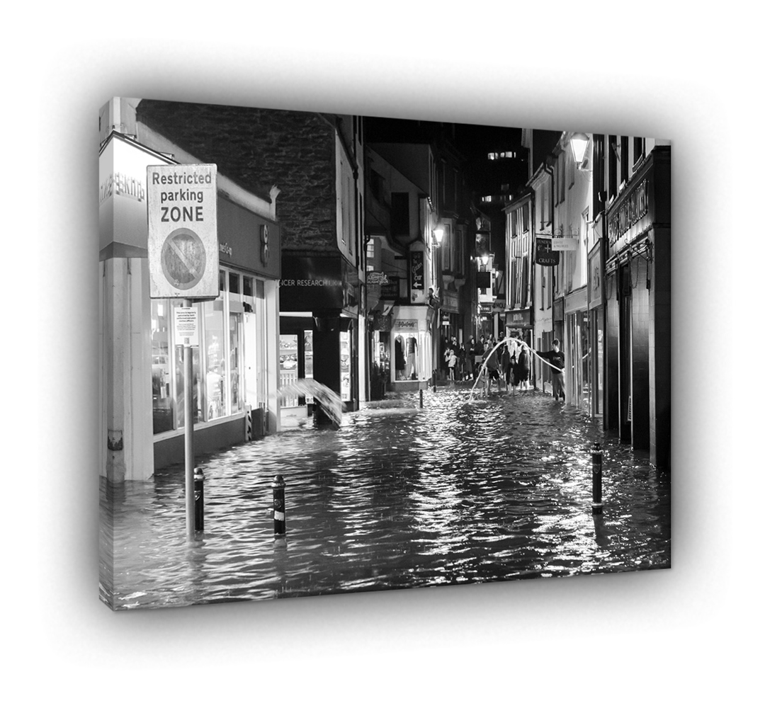 Devastation Looe Fore Street in Flood in Black & White 842 - Image 3