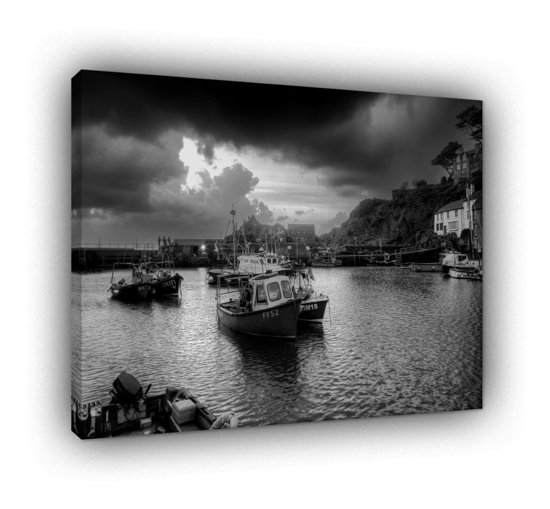 Moody Polperro Harbour in Black & White at Dawn 849 - Image 3