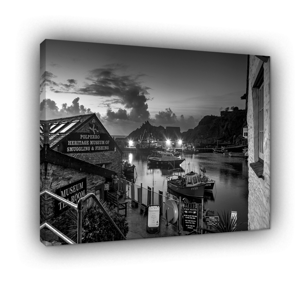 The Blue Hour Polperro Harbour Cornwall in Black & White 854 - Image 3